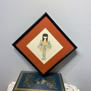 Framed Art Print with Floral Kimono Design